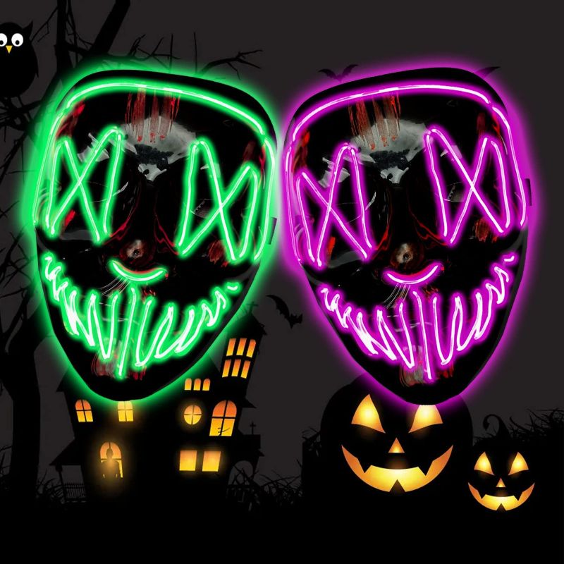 Photo 1 of 2 sets of Halloween LED masks with 3 lighting modes are ideal gifts for Halloween.
