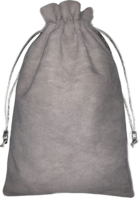 Photo 1 of AirX Drawstring Pouch, Gray Velvet Bag 6.1X9 inches, with 2 compartments and Drawstrings for Gifts, Jewelry, Makeup, Power Bank, or Phone Accessories. 2 PACK 
