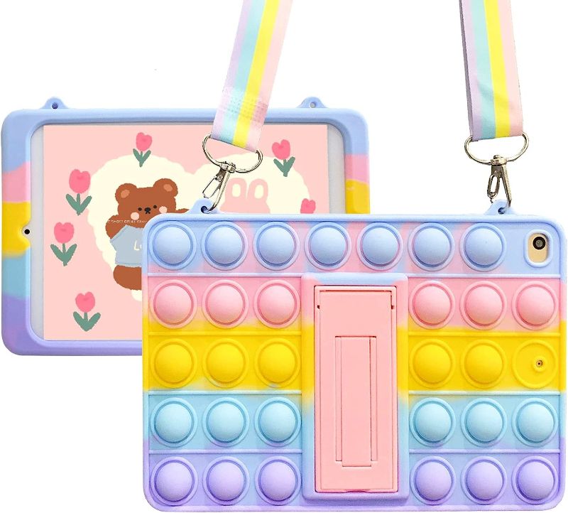 Photo 1 of XZC Case for KindleFire HD 10 (5./ 7. / 9. Generation, Model 2015/2017/2019) Push Pop Silicone Shockproof Tablet Covers with Kickstand and Shoulder Strap (for KindleFire HD 10 2015/2017/2019)
