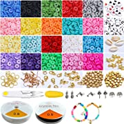 Photo 1 of 4517 Clay Flat Beads,6mm 20 Colors Clay Heishi Beads with 104 pcs Letter Beads,50pcs Colorful