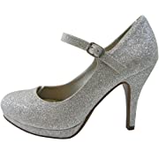 Photo 1 of City Classified Women's Comfort Dennis Mary Jane High Heel,Silver Glitter,7.5