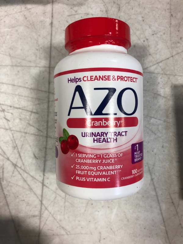 Photo 2 of AZO Cranberry Urinary Tract Health Dietary Supplement, 1 Serving = 1 Glass of Cranberry Juice, Sugar Free, 100 Count + Amazon Dash Smart Shelf (Small - 7" X 7")