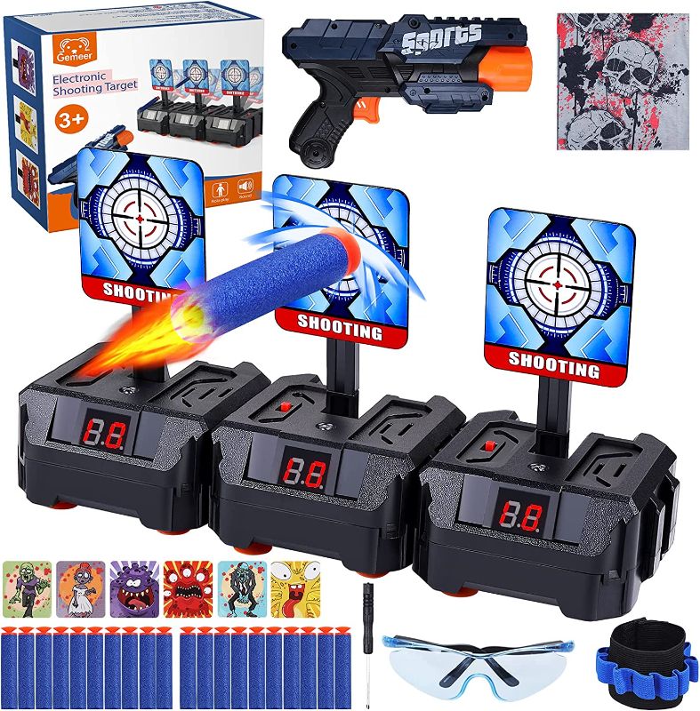 Photo 1 of Gemeer Digital Targets with Foam Toy , Electronic Scoring Auto Reset 4 Targets Toys, Fun Toys for Age of 3-11 Years Old Kids, Boys & Girls, Compatible with Nerf Toys
