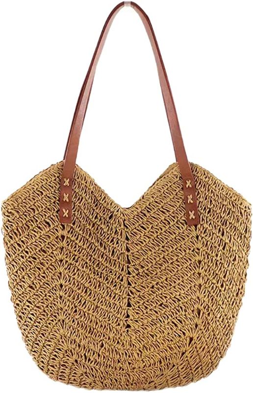 Photo 1 of Beach totes soft straw bag for women hand woven bag for summer Natural Chic Shoulder Bag
