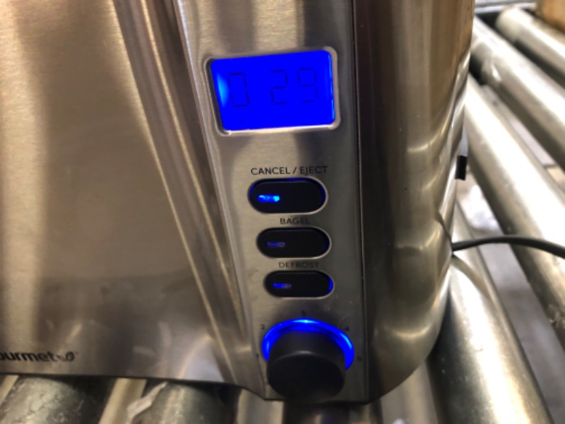 Photo 1 of Elite Gourmet ECT4400B# Long Slot 4 Slice Toaster, Countdown Timer, Bagel Function, 6 Toast Setting, Defrost, Cancel Function, Built-in Warming Rack, Extra Wide Slots for Bagel Waffle, Stainless Steel
