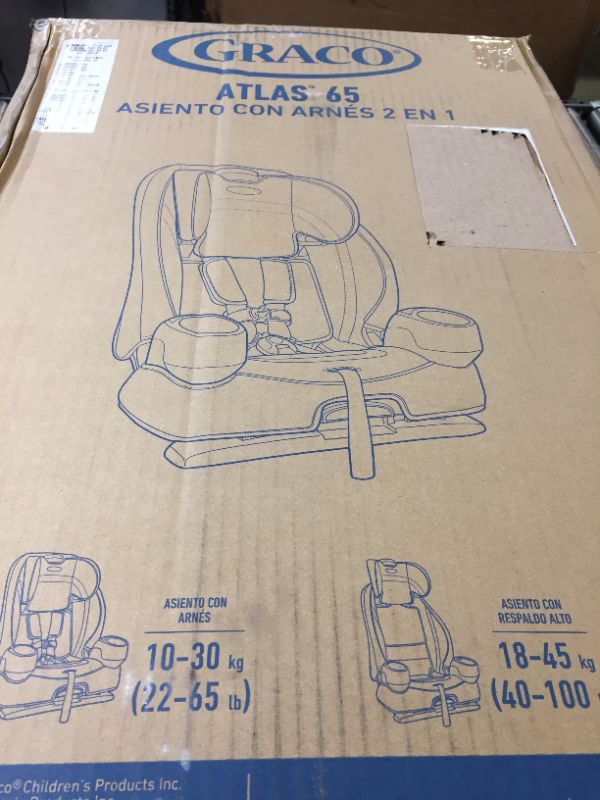 Photo 2 of Graco Atlas 65 2 in 1 Harness Booster Seat | Harness Booster and High Back Booster in One, Glacier , 19x22x25 Inch (Pack of 1)