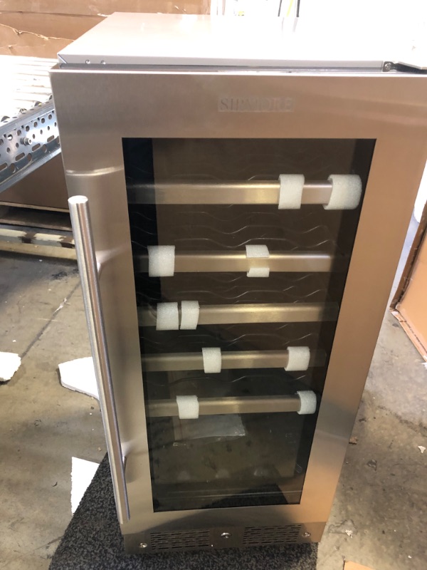 Photo 1 of SIPMORE ?Upgraded? Wine Cooler Built-in Multi-Size Bottle, TS-1 series Wine refrigerator, Double-Layer Tempered Glass Door, Stainless Steel, Front Ventilation (15 Inch 32 Bottles)