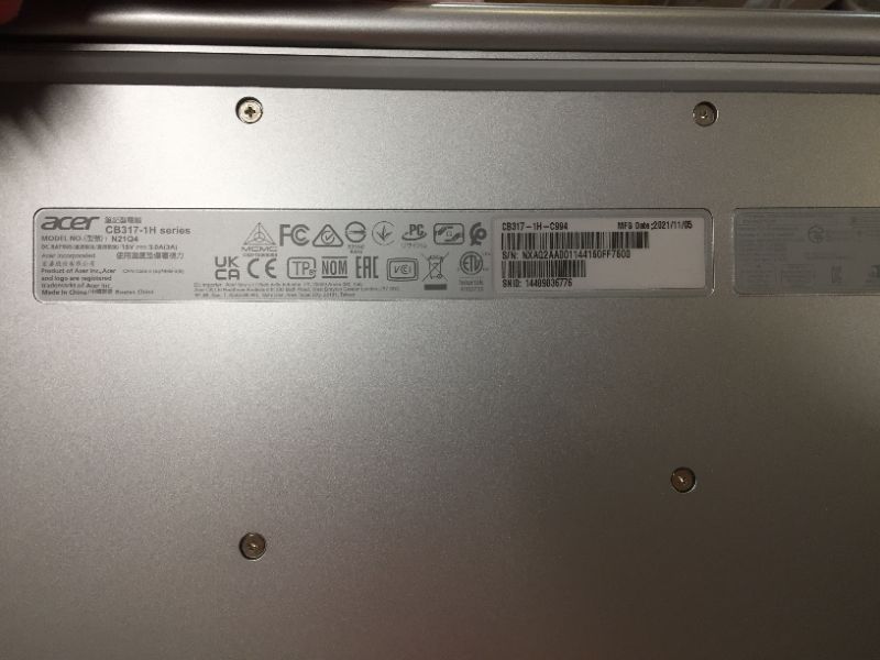 Photo 6 of Acer Chromebook 317 17.3” FHD Intel Celeron N4500 64GB eMMC 4GB RAM Silver