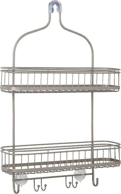 Photo 1 of Zenna Home Extra Wide Hanging Over-the-Shower Caddy, Satin Nickel-------hardly used---------missing some items and hardware

