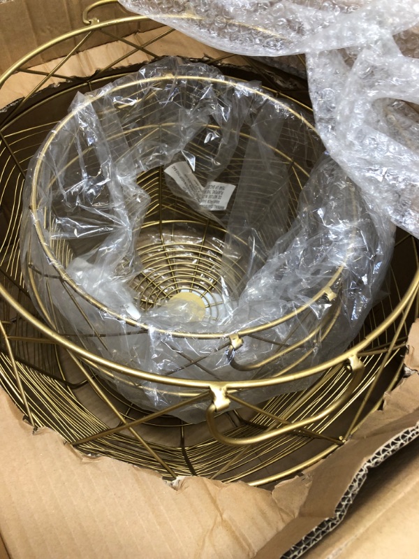 Photo 2 of Amazon Brand - Rivet Modern Tall Geometric Wire Baskets, Set of 2, 13.25"H and 10.75"H, Gold-------hardly used-
