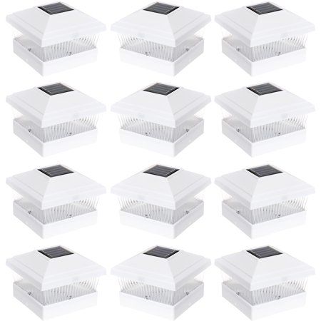 Photo 1 of 12 Pack Solar Powered White Outdoor Garden Pathway Deck Dock Fence Post Light
