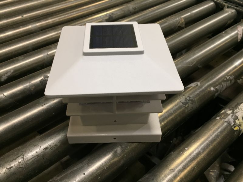 Photo 1 of GreenLighting Executive Two Tier 12 Lumen Solar Post Cap Lights - LED Fence Solar Post Lights Outdoor Waterproof - Solar Deck Post Lights Solar Powered 4x4 Post Caps (White, 4 Pack) 4 Pack Executive White