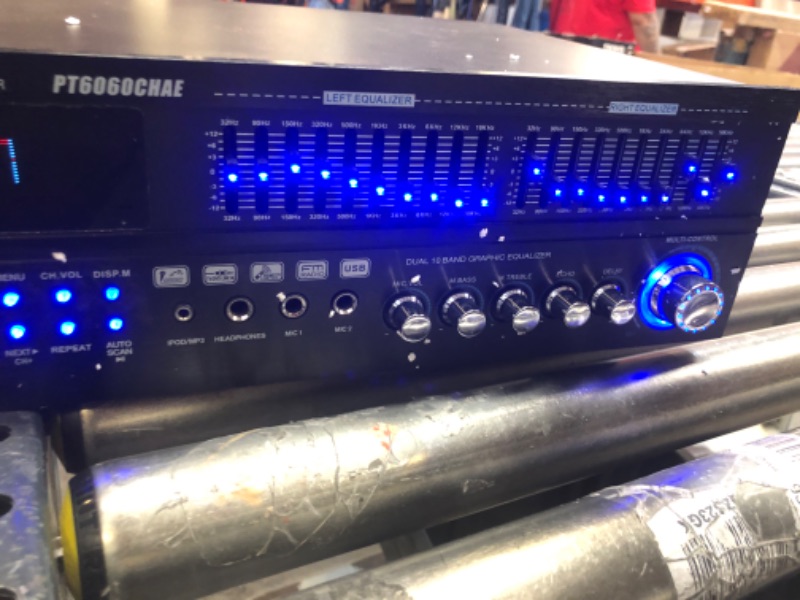 Photo 6 of 6-Channel Bluetooth Hybrid Home Amplifier - 2000W Home Audio Rack Mount Stereo Power Amplifier Receiver w/ Radio, USB/AUX/RCA/Mic, Optical/Coaxial, AC-3, DVD Inputs, Dual 10 Band EQ - Pyle PT6060CHAE 2000 Watt Amplifier