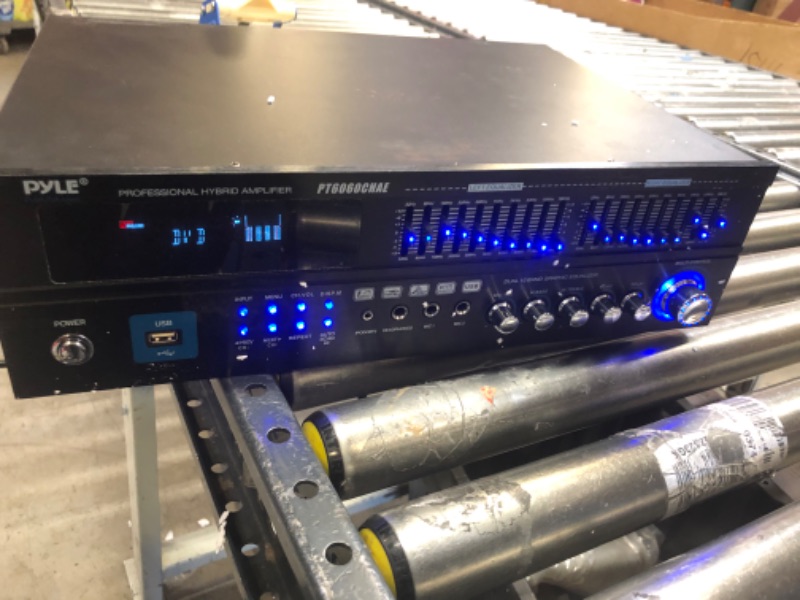 Photo 2 of 6-Channel Bluetooth Hybrid Home Amplifier - 2000W Home Audio Rack Mount Stereo Power Amplifier Receiver w/ Radio, USB/AUX/RCA/Mic, Optical/Coaxial, AC-3, DVD Inputs, Dual 10 Band EQ - Pyle PT6060CHAE 2000 Watt Amplifier