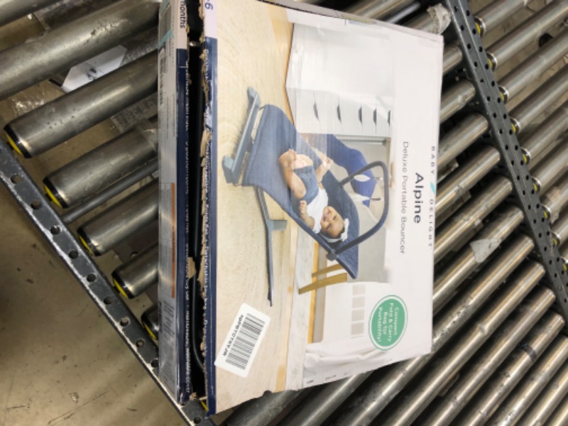 Photo 1 of Baby Delight Alpine Deluxe Portable Bouncer, Infant, 0 – 6 Months, Quilted Indigo---------Lightly Used