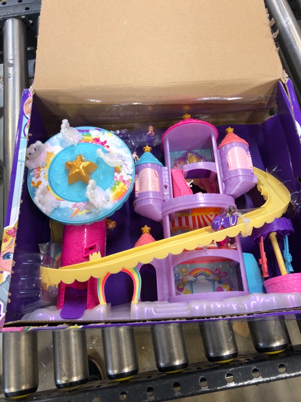 Photo 2 of ?Polly Pocket Rainbow Funland Theme Park, 3 Rides, 7 Play Areas, Polly and Shani Dolls, 2 Unicorns & 25 Surprise Accessories (30 Total Play Pieces), Dispensing Feature for Surprises---------lightly used