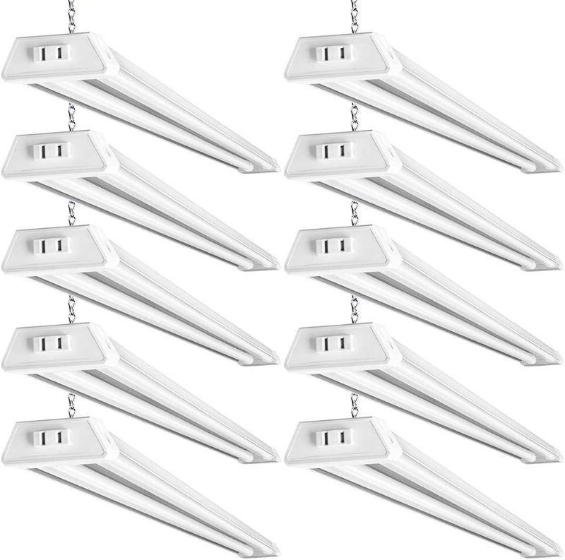 Photo 1 of FREELICHT 10 Pack Linkable LED Utility Shop Light, 4000 LM, 4 FT, 48 Inch Integrated Fixture for Workshop, 40W Equivalent 260W, 5000K Daylight, Surface + Hanging Mount – ETL
