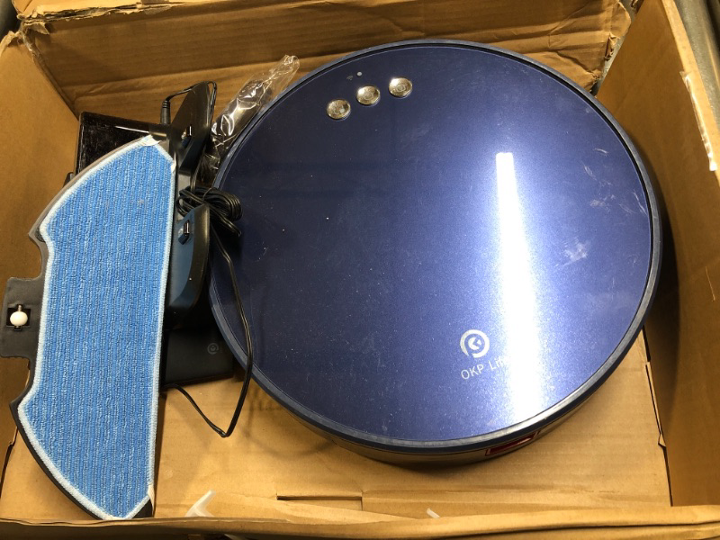 Photo 1 of OKP K3 Robot Vacuum Cleaner,Robotic Vacuum Cleaner with Self-Charging and 2000 Pa Strong Suction, Voice Control for Hardfloor and Carpet,Blue