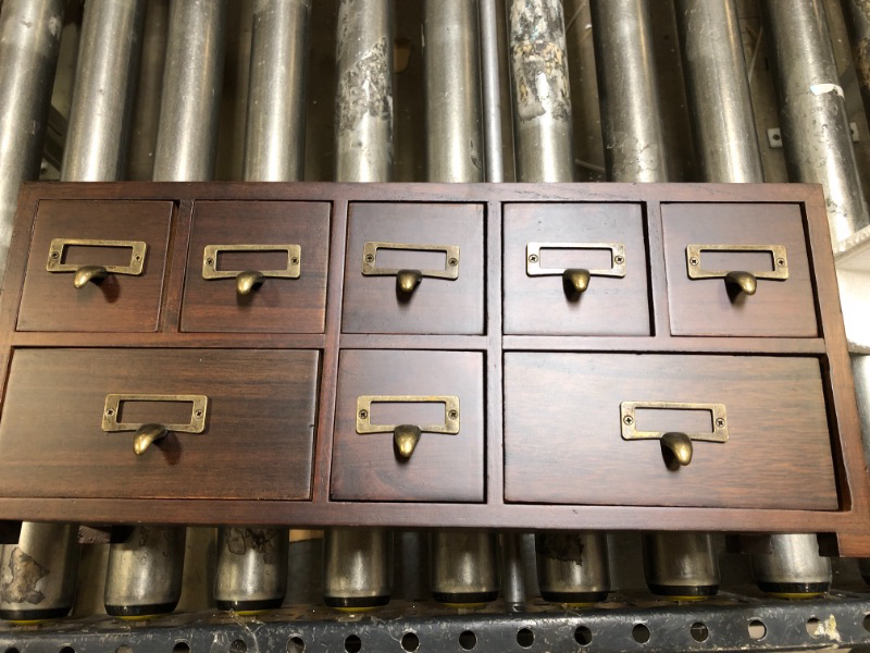 Photo 3 of Under Display Monitor Traditional Medicine Cabinet - Desktop Wide & Small Cabinet w/ 8 Drawers - Tabletop Apothecary Cabinet - Pre-Assembled Oriental Furniture - Vintage Card Catalog - Chest Drawer
