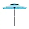 Photo 1 of 11 ft. 2-Tier Round Market Outdoor Patio Umbrella in Blue
