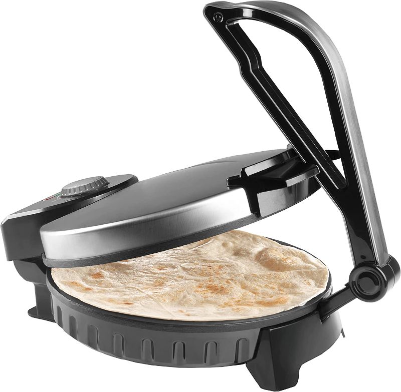 Photo 1 of CucinaPro Electric Tortilla Maker - 10" Roti, Flatbread, Non-Stick Cooking Plates with Ready Light and Cord Wrap
