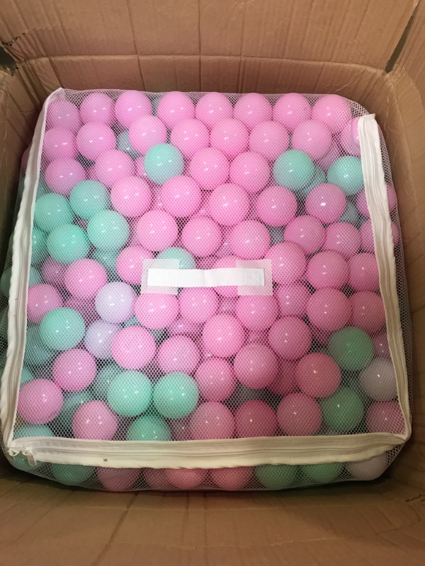 Photo 2 of Amazon Basics BPA Free Crush-Proof Plastic Ball Pit Balls with Storage Bag, Toddlers Kids 12+ Months, 6 Pastel Colors - Pack of 1000 6 Pastel Colors 1,000 Balls