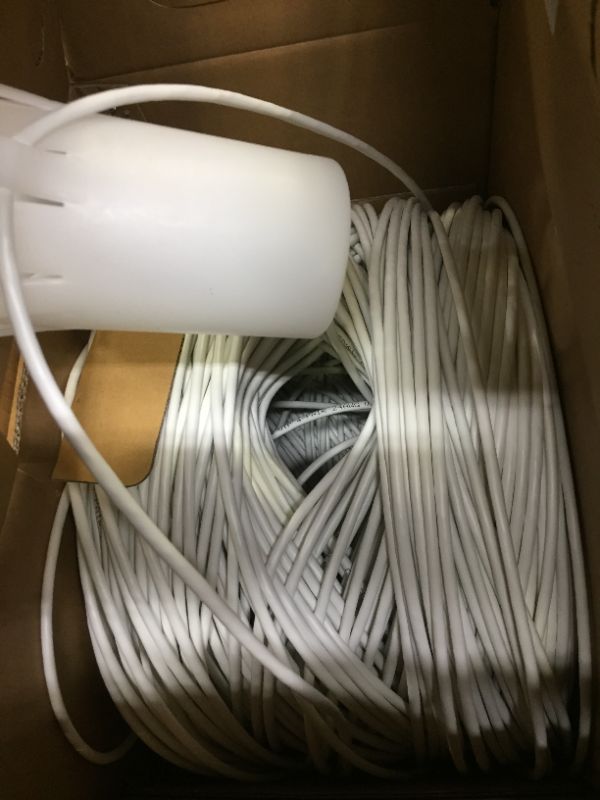 Photo 2 of CAT5e Plenum (CMP) Cable, 1000FT | 24AWG 4Pair, 350MHz Solid Network Cable Unshielded Twisted Pair (UTP), Available in Blue, White, Gray Color (White)