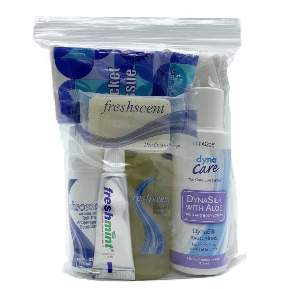 Photo 1 of 2 Pack; Premium Essential  Personal Hygiene & Toiletry Supplies, WNL Products 1400SUB Deluxe Adult Comfort Kit In Clear Pouch