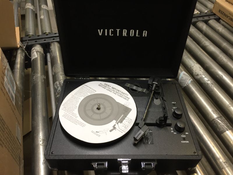Photo 4 of Victrola Vintage 3-Speed Bluetooth Portable Suitcase Record Player NO POWER CORD; UNABLE TO TEST
