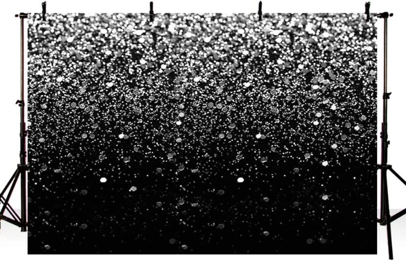 Photo 1 of MEHOFOND Sliver Glitter Sequin Spot Black Prom Backdrops Starry Sky Shining Abstract Photo Background Birthday Party Banner Wedding Children Newborn Photography Studio Props 7x5ft
