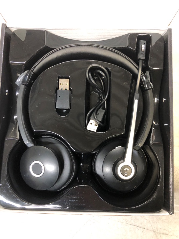 Photo 1 of Wireless Headphones with Microphone, Wireless Headset with USB Dongle, Bluetooth Headset with Microphone Noise Cancelling and Mute, 28hrs Talktime, On-Ear Headphones for Cell Phone/PC/Mac/Zoom/Skype