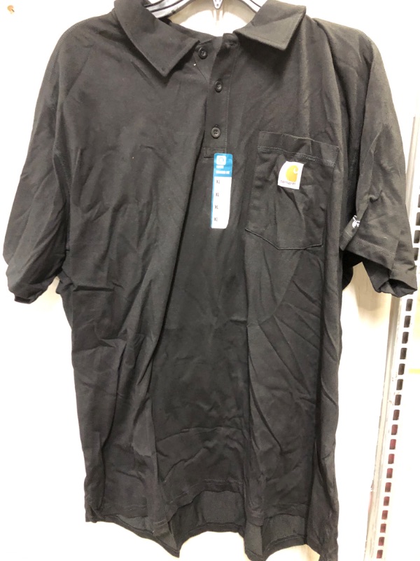 Photo 2 of Carhartt Men's Force Cotton Delmont Pocket Polo (Regular and Big & Tall Sizes) X-Large Black