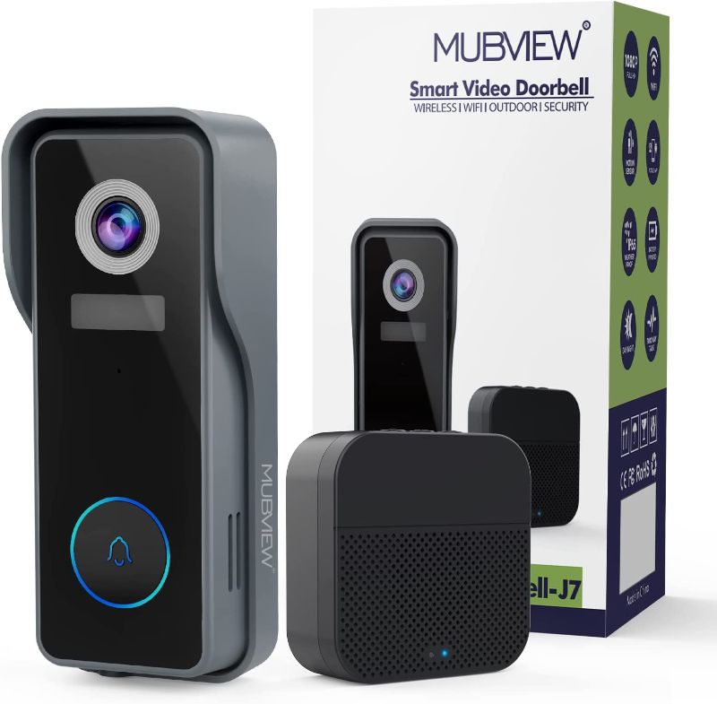 Photo 1 of MUBVIEW Wireless Doorbell Camera with Chime, WiFi Video Doorbell Camera with Voice Chager, Motion Detector, Anti-Theft Device, 2K HD, Night Vision, 2-Way Audio, Storage (Optional)
