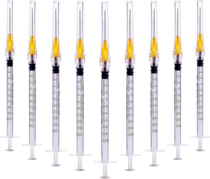 Photo 1 of 100 Pack 1ml with 25 Gauge 1 Inch, Lab Dispensing Tools for Liquids Refilling and Measuring, Individually Wrapped (100 Pack)
