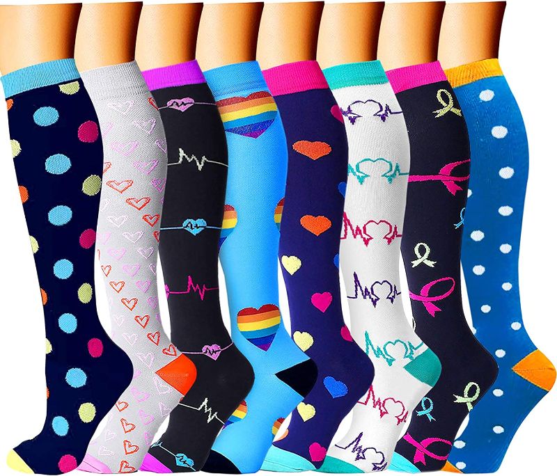 Photo 1 of CHARMKING Compression Socks for Women & Men Circulation (8 Pairs)15-20 mmHg is Best Support for Athletic Running,Cycling  -- SIZE S-M --

