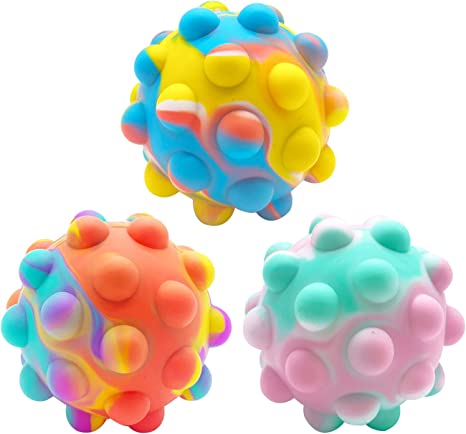 Photo 1 of 3pc Pop Balls It Fidget Toy Popper 3D Stress Ball, Gifts for Kids Small Silicone Push Bubbles Popping Anxiety Stress Relief Squeeze Sensory Toy for Boys Girls Adults, Style A
