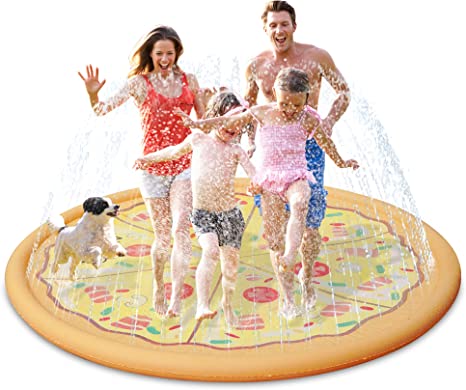 Photo 1 of AirMyFun Inflatable Splash Pad Sprinkler, Pizza Water Play Mat for Kids Toddlers 67", Summer Outdoor Inflatable Water Toys, AF10010
