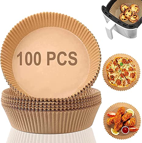 Photo 1 of Air Fryer Liners, 100pcs Air Fryer Disposable Paper Liner, 7.9 inch Air Fryer Parchment Paper Liners, Baking Paper for Air Fryer Oil-proof, Water-proof, Parchment for Baking Roasting Microwave 5 ct

