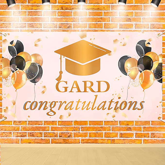 Photo 1 of 2022 Graduation Backdrop Banner, Konsait Graduation Party Decoration Black and Gold for Grad University High School Students Graduation Party Favors Supplies Photography Background
