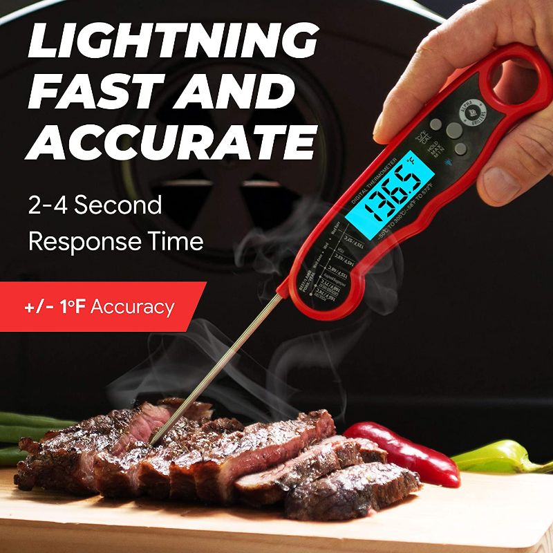 Photo 1 of  Instant Read Meat Thermometer for Grill and Cooking. Best Waterproof Ultra Fast Thermometer with Backlight & Calibration. Digital Food Probe for Kitchen, Outdoor Grilling and BBQ!
FACTORY SEALED