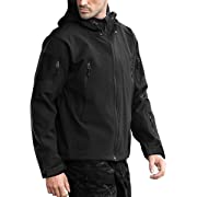 Photo 1 of FREE SOLDIER Men's Outdoor Waterproof Soft Shell Hooded Military Tactical Jacket (Black X-Large