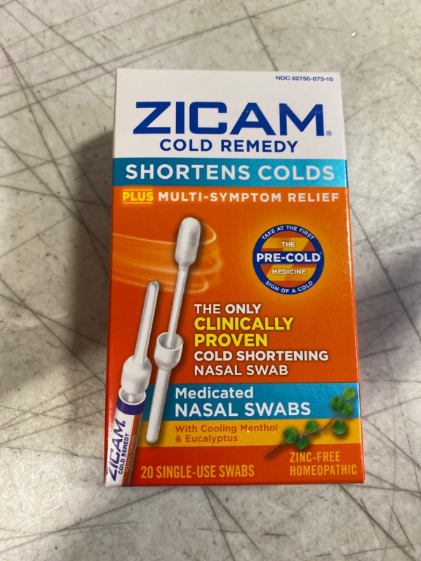 Photo 2 of Zicam Cold Remedy Nasal Swabs with Cooling Menthol & Eucalyptus, 20 Count (Pack of 1)  12/2022