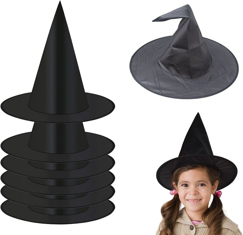 Photo 1 of 8 Pack Halloween Black Witch Hats,Halloween Christmas Party Cosplay Decoration Witch Hats Costume Accessories
