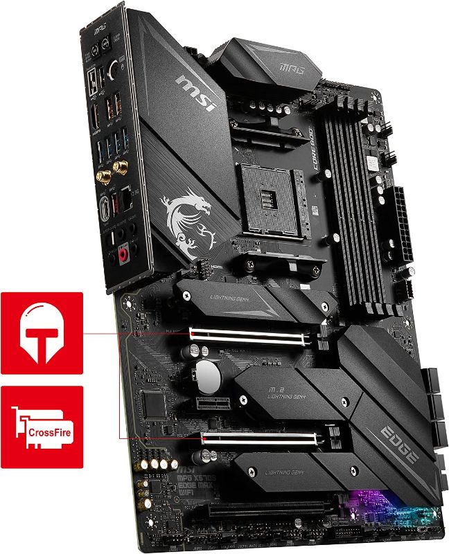 Photo 1 of MSI MPG X570S Edge MAX WiFi Gaming Motherboard (ATX, AMD, Socket AM4. DDR4, PCIe 4, CFX, M.2 Slots, Wi-Fi 6E) --unable to test--
