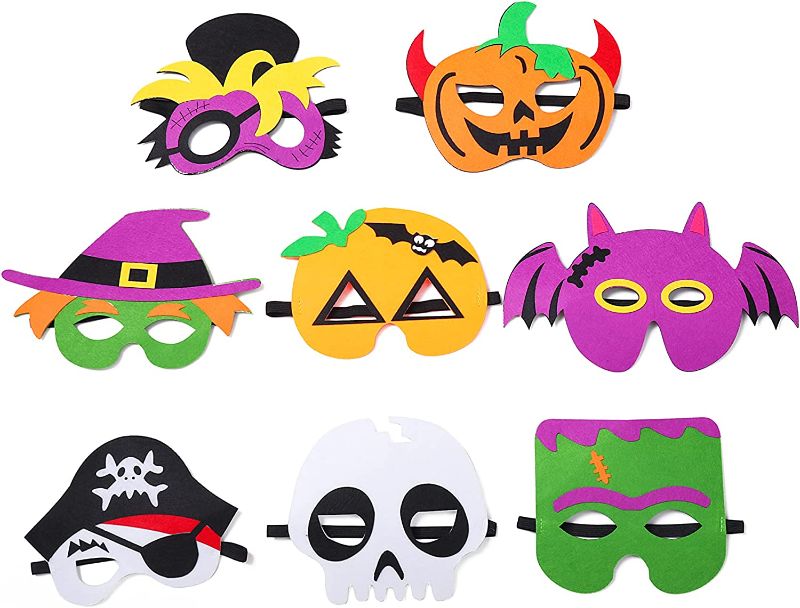 Photo 1 of 8pcs Halloween Felt Masks?Pumpkin Masks Party Favors for Kid Felt and Elastic - Superheroes Birthday Party Masks with 8 Different Types for Children
