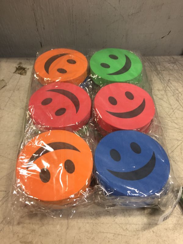 Photo 2 of BNC Smiley Face Circular Whiteboard Eraser 12 Pack-Assorted Color