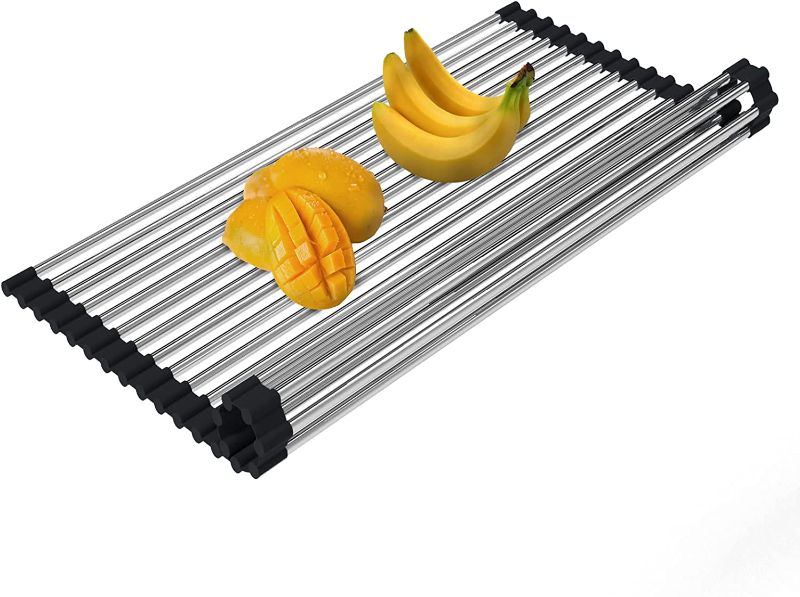 Photo 1 of AIANDE Roll Up Dish Drying Rack Sink Drying Rack Over The Sink Dish Drying Rack Sink Topper Foldable Sink Cover Collapsible Dish Drying Rack for Kitchen Anti-Slip Silicone and SUS304 Material
