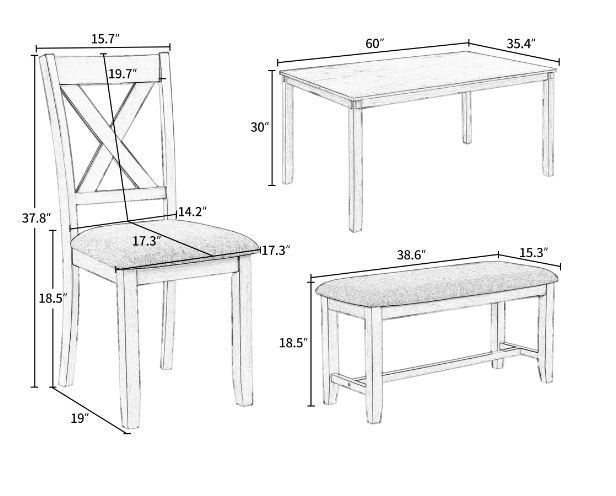 Photo 1 of  Kitchen 4 Dining Chair And Bench Family Furniture (Espresso) -- HARDWARE LOOSE / MISSING / SELL FOR PARTS
