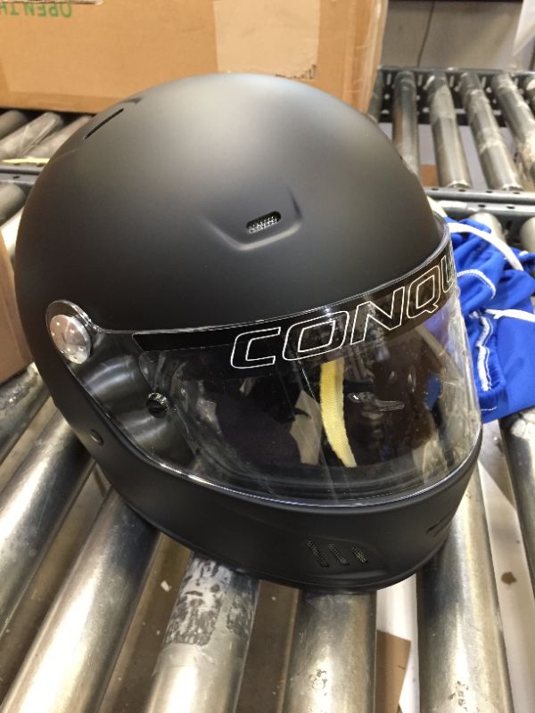 Photo 2 of Conquer Snell SA2020 Full Face Auto Racing Helmet Small Size Black