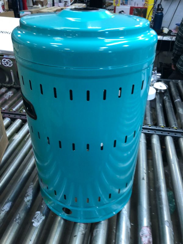 Photo 5 of Amazon Basics 46,000 BTU Outdoor Propane Patio Heater with Wheels, Commercial & Residential - Bahama Blue Bahama Blue Powder Coated Heater